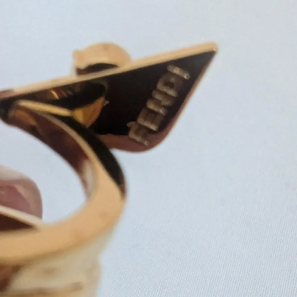 Fendi Monster Eyes Gold Ring Size 5.5 - Picture 4 of 7